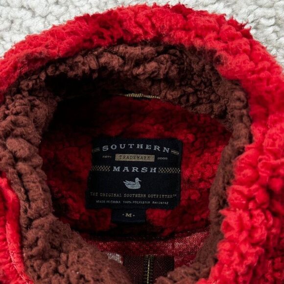 Southern Marsh 1/4 Zip Appalachian Peak Red Aztec Sherpa Pullover - Picture 4 of 7